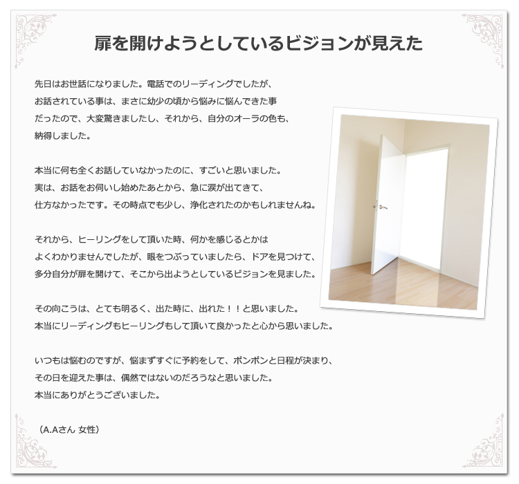 扉を開けようとしているビジョンが見えた